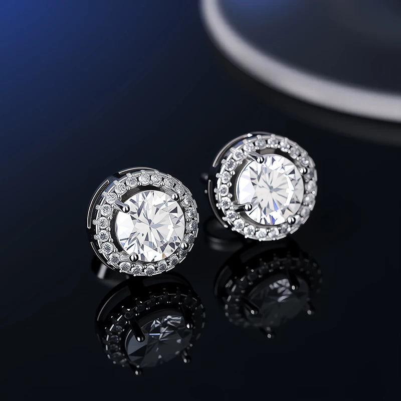 D VVS1 Moissanite Stud Earrings For Women Pass Diamond Tester Pen S925 Platinum plating Moissanita With 2 Certificates