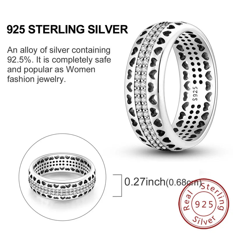 Rings Original 925 Sterling Silver Rings Bow Heart Sun Moon Star Zircon Rings For Women Jewelry Birthday Anniversary Gifts