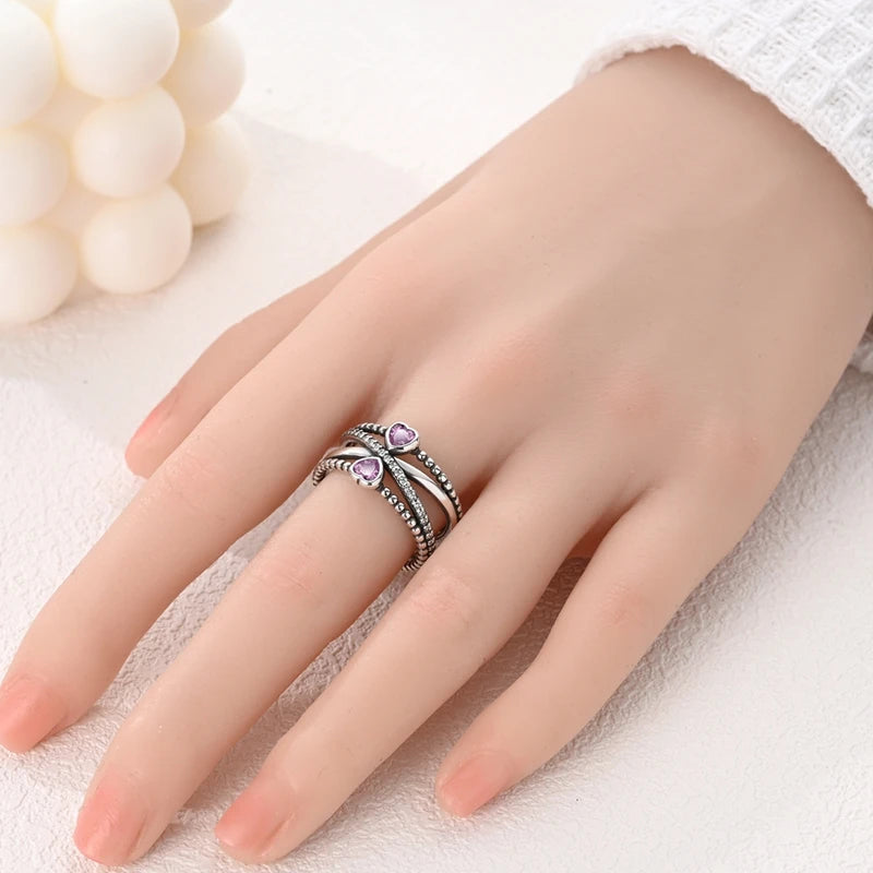 Rings Original 925 Sterling Silver Rings Bow Heart Sun Moon Star Zircon Rings For Women Jewelry Birthday Anniversary Gifts