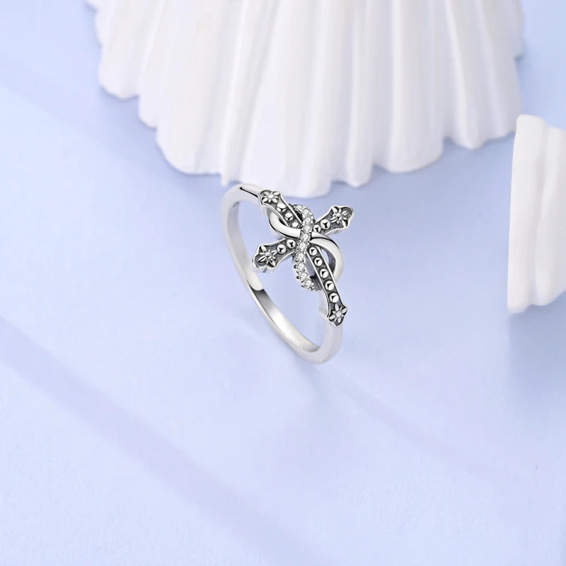 Rings Original 925 Sterling Silver Rings Bow Heart Sun Moon Star Zircon Rings For Women Jewelry Birthday Anniversary Gifts