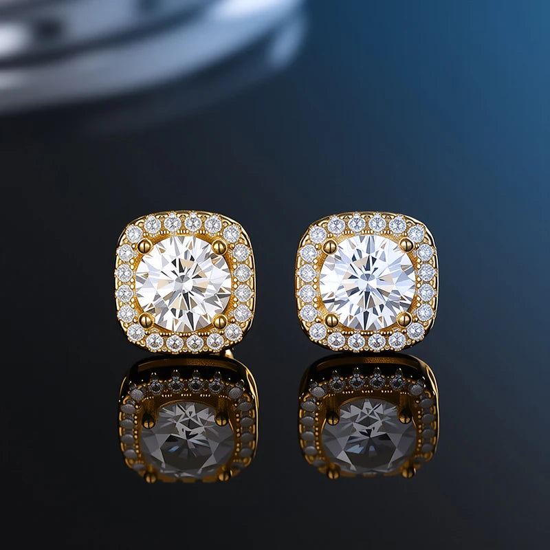 D VVS1 Moissanite Stud Earrings For Women Pass Diamond Tester Pen S925 Platinum plating Moissanita With 2 Certificates