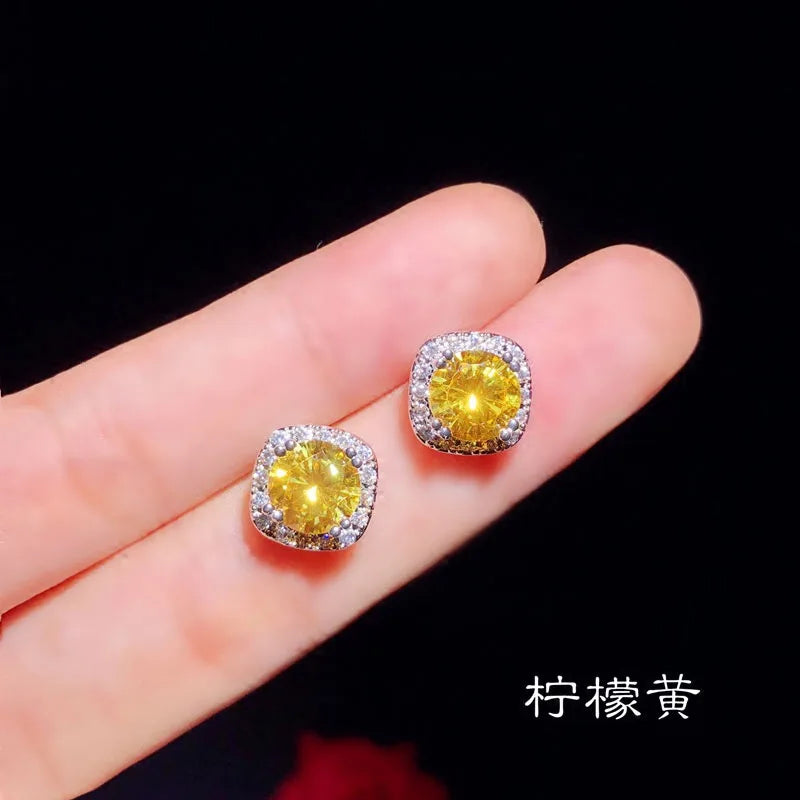 D VVS1 Moissanite Stud Earrings For Women Pass Diamond Tester Pen S925 Platinum plating Moissanita With 2 Certificates