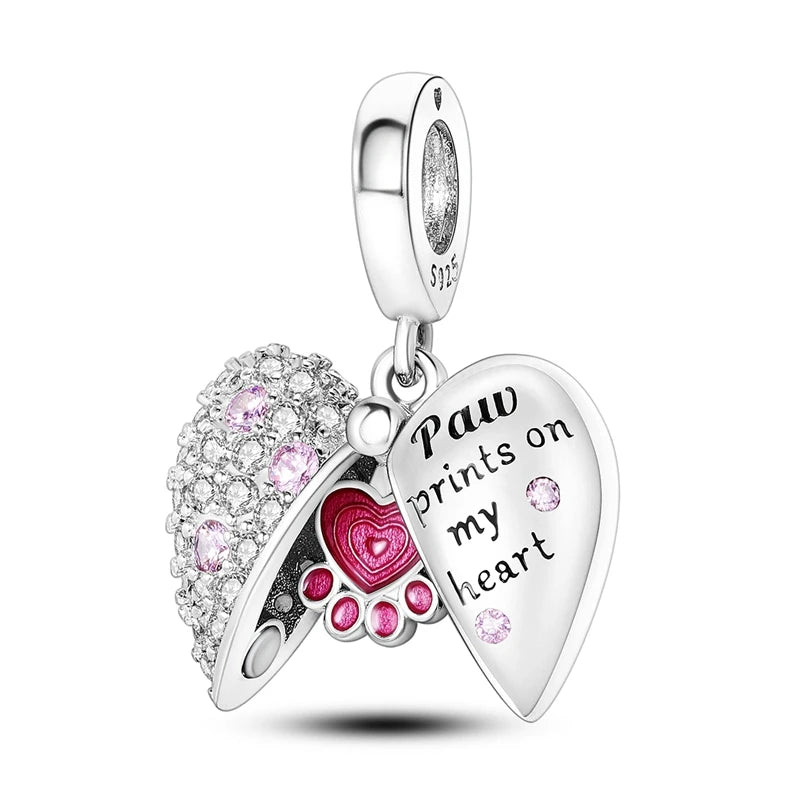Pink Charms Original 925 Sterling Silver Heart Bow Perfume Bottle Charms Beads Pendants Fit Bracelet DIY Women Jewelry Making