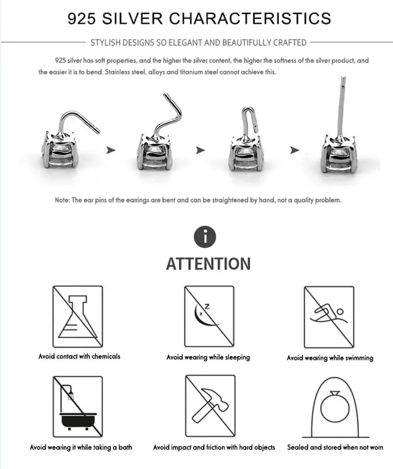 D VVS1 Moissanite Stud Earrings For Women Pass Diamond Tester Pen S925 Platinum plating Moissanita With 2 Certificates