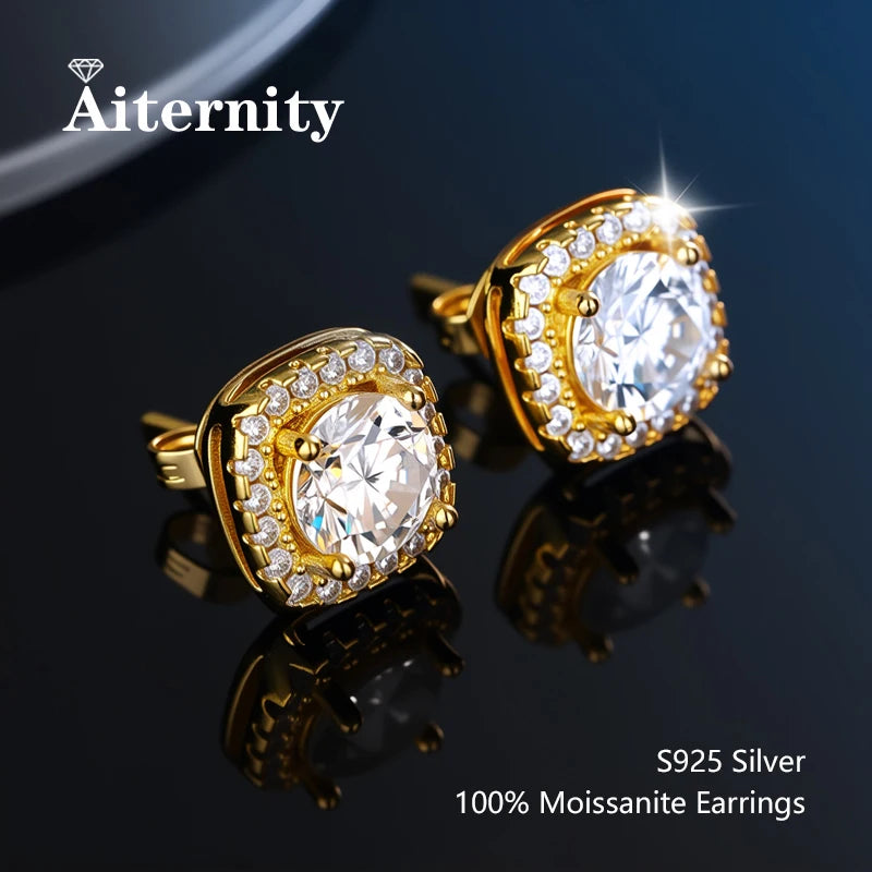D VVS1 Moissanite Stud Earrings For Women Pass Diamond Tester Pen S925 Platinum plating Moissanita With 2 Certificates