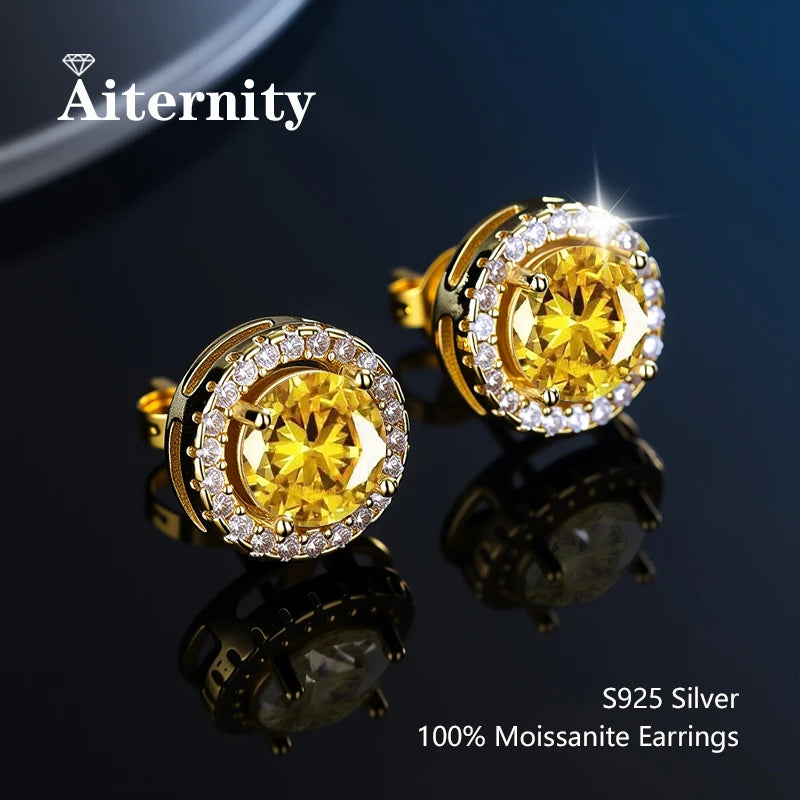 D VVS1 Moissanite Stud Earrings For Women Pass Diamond Tester Pen S925 Platinum plating Moissanita With 2 Certificates