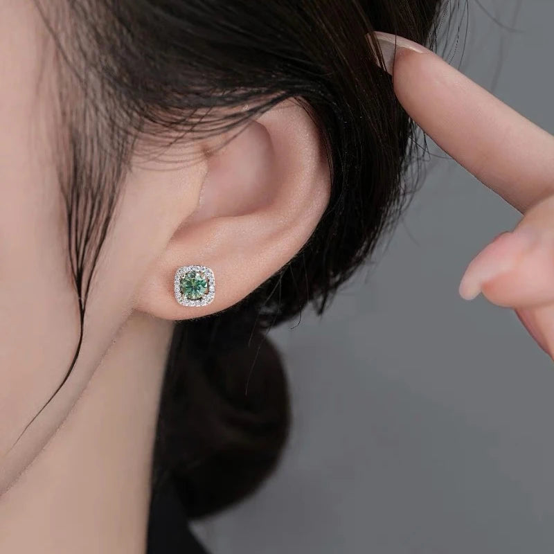 D VVS1 Moissanite Stud Earrings For Women Pass Diamond Tester Pen S925 Platinum plating Moissanita With 2 Certificates