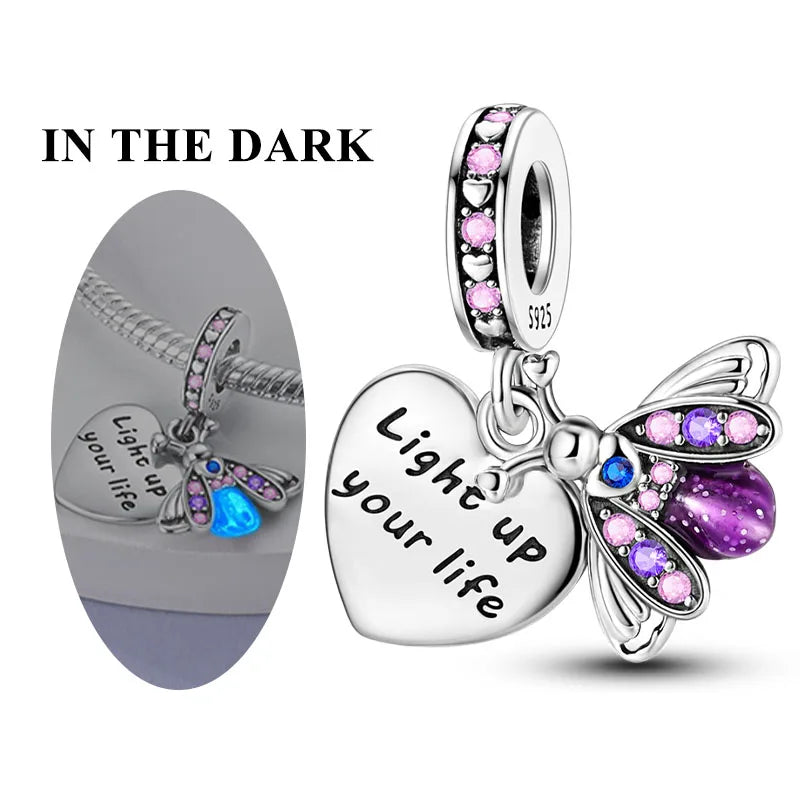 Pink Charms Original 925 Sterling Silver Heart Bow Perfume Bottle Charms Beads Pendants Fit Bracelet DIY Women Jewelry Making