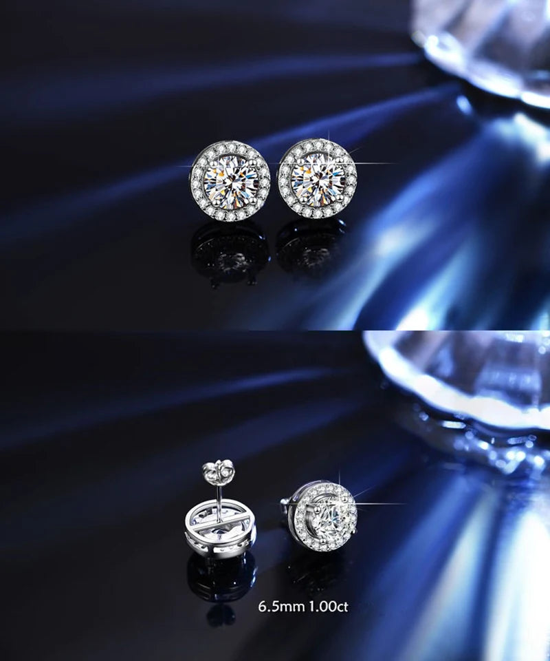 D VVS1 Moissanite Stud Earrings For Women Pass Diamond Tester Pen S925 Platinum plating Moissanita With 2 Certificates