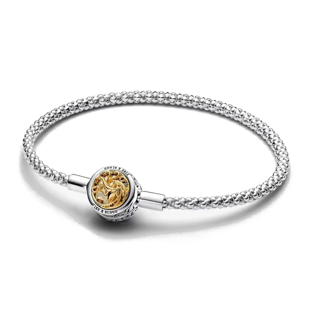 Miniso Disney Fashion 925 Sterling Silver Creative Mickey Minnie Shell Bracelet For Women Fine Charms Original DIY Jewellery