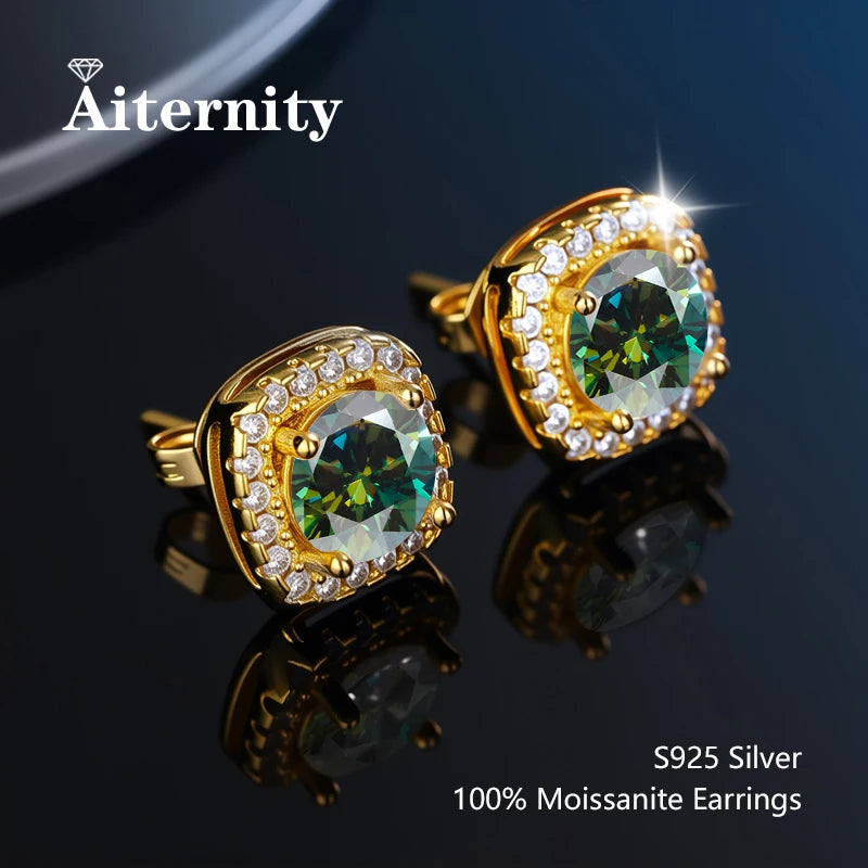 D VVS1 Moissanite Stud Earrings For Women Pass Diamond Tester Pen S925 Platinum plating Moissanita With 2 Certificates