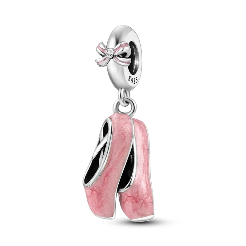 Pink Charms Original 925 Sterling Silver Heart Bow Perfume Bottle Charms Beads Pendants Fit Bracelet DIY Women Jewelry Making