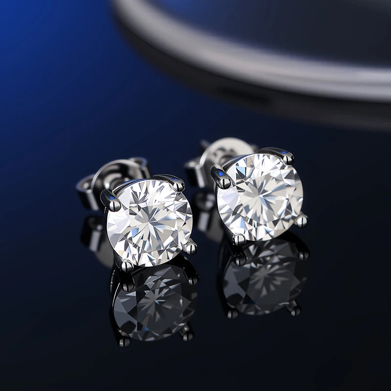 D VVS1 Moissanite Stud Earrings For Women Pass Diamond Tester Pen S925 Platinum plating Moissanita With 2 Certificates