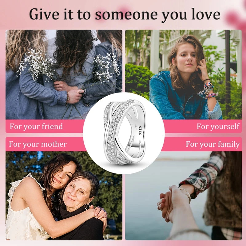 Rings Original 925 Sterling Silver Rings Bow Heart Sun Moon Star Zircon Rings For Women Jewelry Birthday Anniversary Gifts