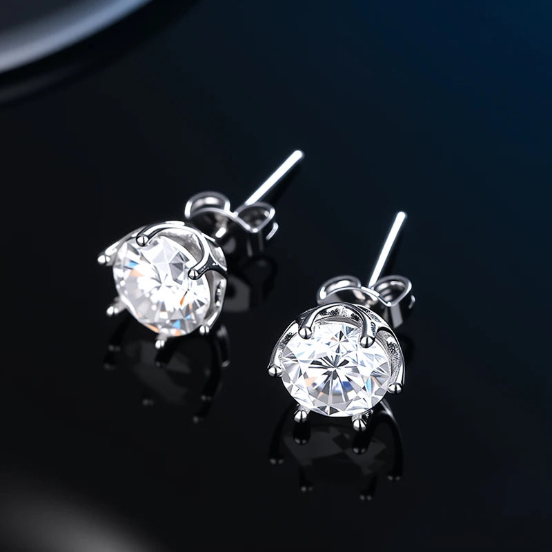 D VVS1 Moissanite Stud Earrings For Women Pass Diamond Tester Pen S925 Platinum plating Moissanita With 2 Certificates