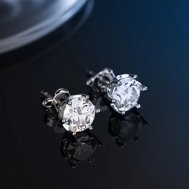 D VVS1 Moissanite Stud Earrings For Women Pass Diamond Tester Pen S925 Platinum plating Moissanita With 2 Certificates