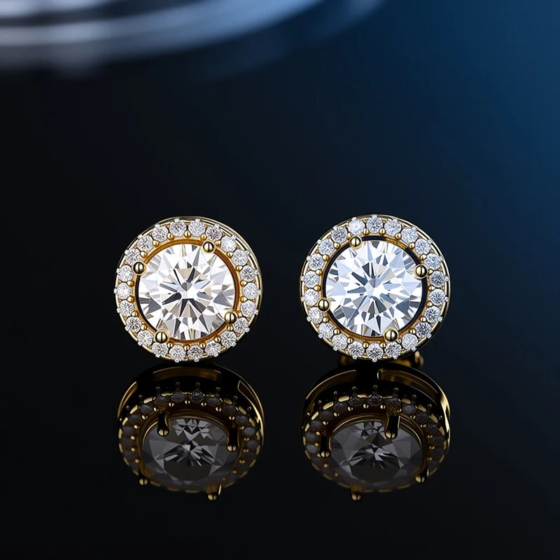 D VVS1 Moissanite Stud Earrings For Women Pass Diamond Tester Pen S925 Platinum plating Moissanita With 2 Certificates