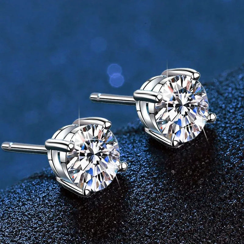 D VVS1 Moissanite Stud Earrings For Women Pass Diamond Tester Pen S925 Platinum plating Moissanita With 2 Certificates
