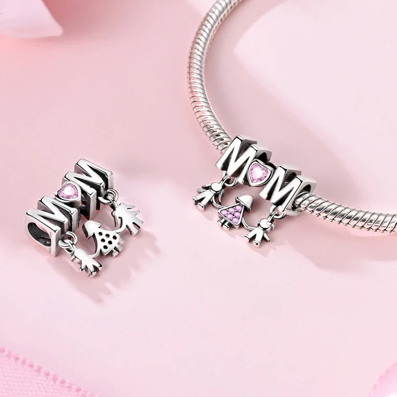 Pink Charms Original 925 Sterling Silver Heart Bow Perfume Bottle Charms Beads Pendants Fit Bracelet DIY Women Jewelry Making