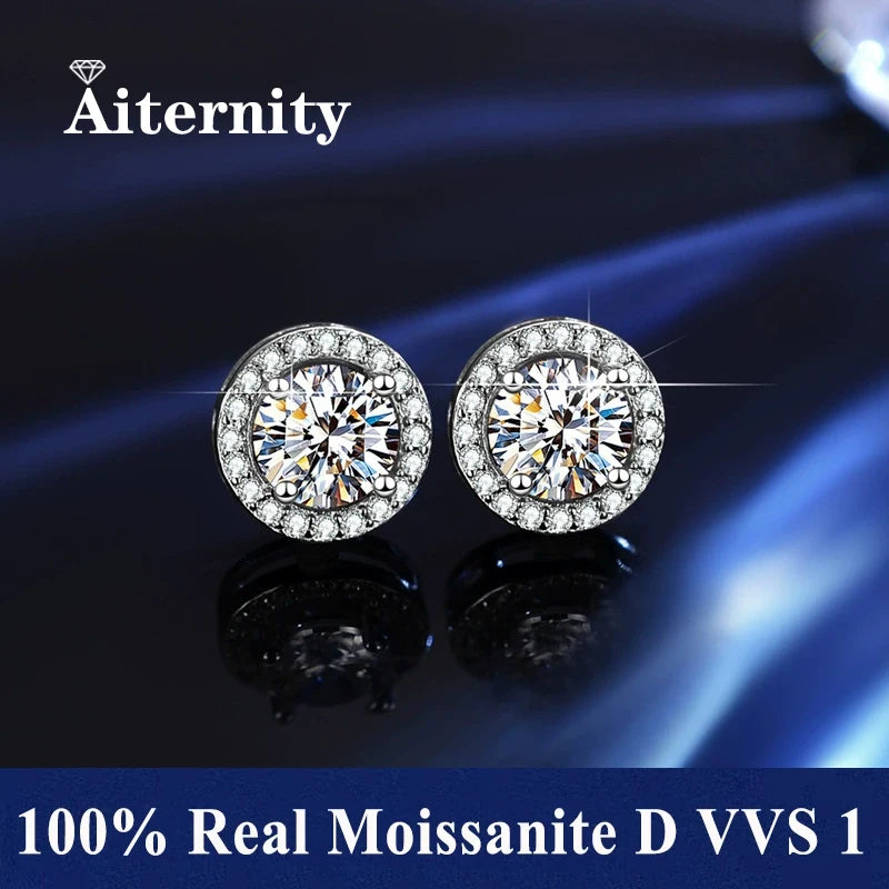 D VVS1 Moissanite Stud Earrings For Women Pass Diamond Tester Pen S925 Platinum plating Moissanita With 2 Certificates
