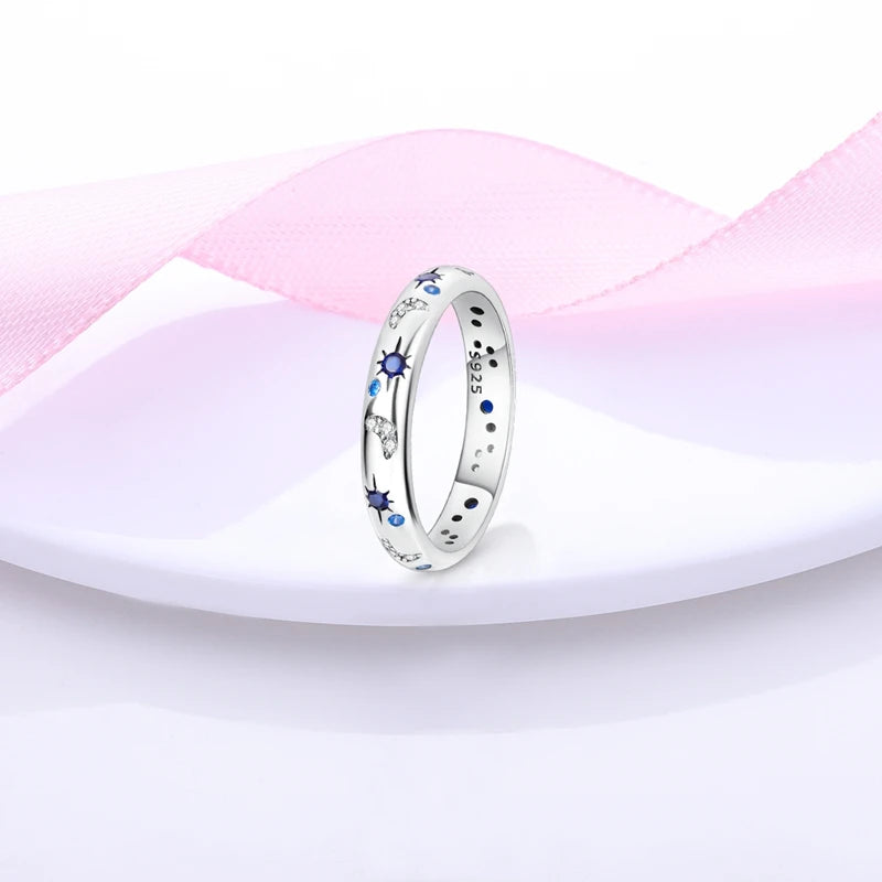 Rings Original 925 Sterling Silver Rings Bow Heart Sun Moon Star Zircon Rings For Women Jewelry Birthday Anniversary Gifts