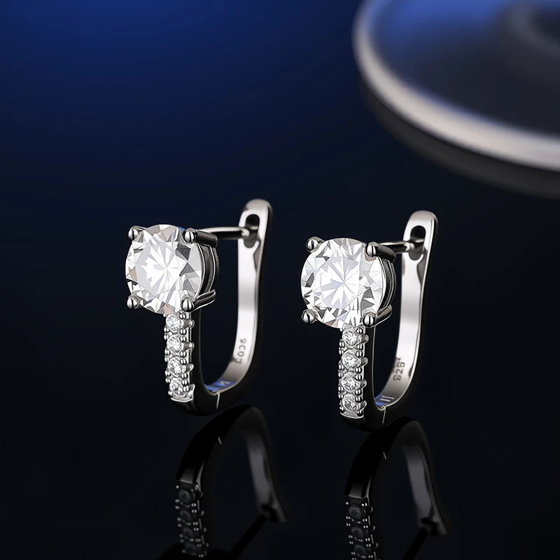 D VVS1 Moissanite Stud Earrings For Women Pass Diamond Tester Pen S925 Platinum plating Moissanita With 2 Certificates