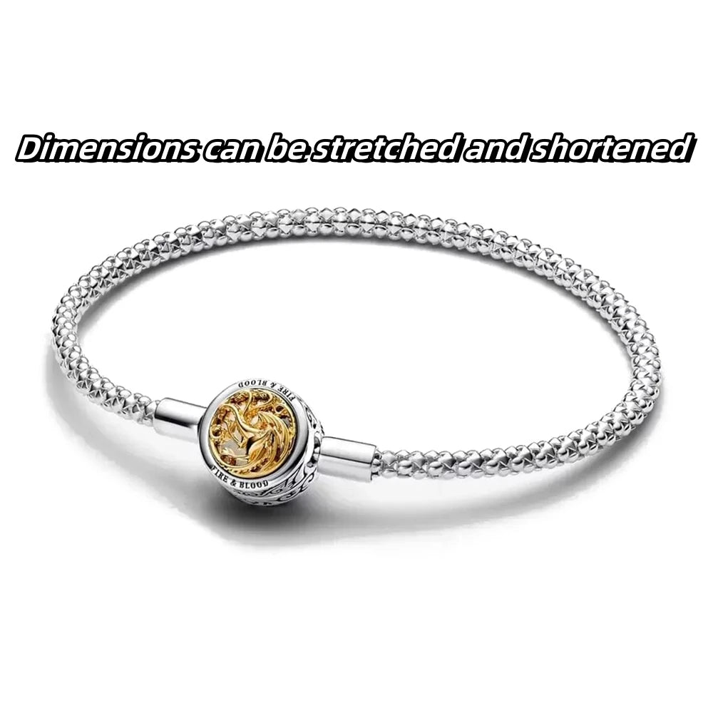 Miniso Disney Fashion 925 Sterling Silver Creative Mickey Minnie Shell Bracelet For Women Fine Charms Original DIY Jewellery