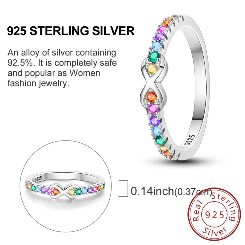 Rings Original 925 Sterling Silver Rings Bow Heart Sun Moon Star Zircon Rings For Women Jewelry Birthday Anniversary Gifts
