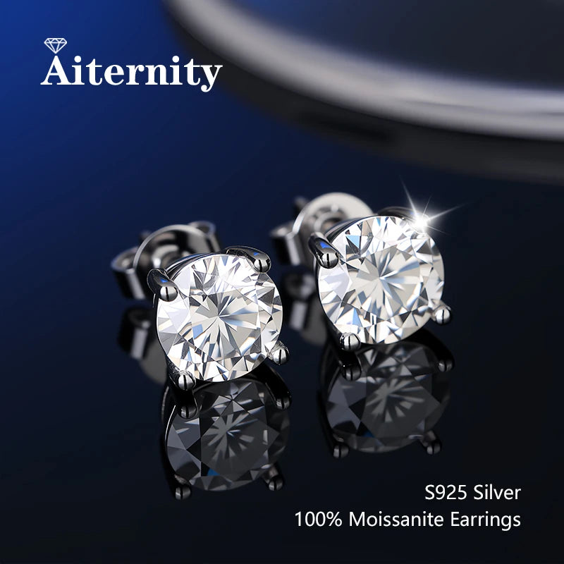 D VVS1 Moissanite Stud Earrings For Women Pass Diamond Tester Pen S925 Platinum plating Moissanita With 2 Certificates