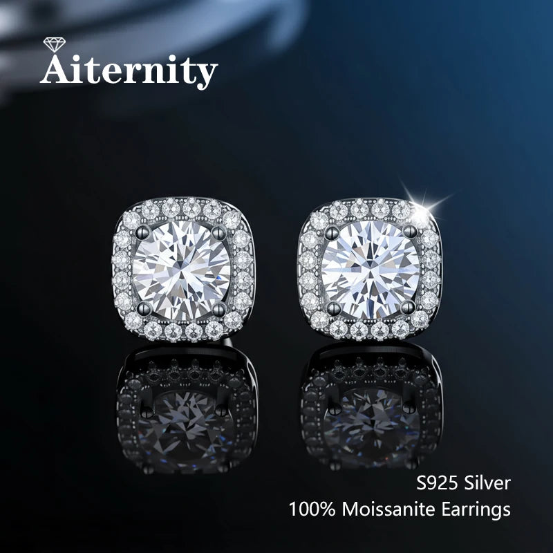D VVS1 Moissanite Stud Earrings For Women Pass Diamond Tester Pen S925 Platinum plating Moissanita With 2 Certificates