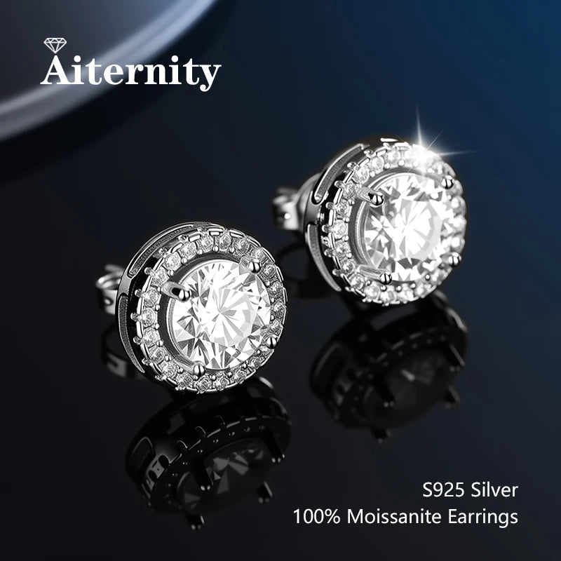 D VVS1 Moissanite Stud Earrings For Women Pass Diamond Tester Pen S925 Platinum plating Moissanita With 2 Certificates