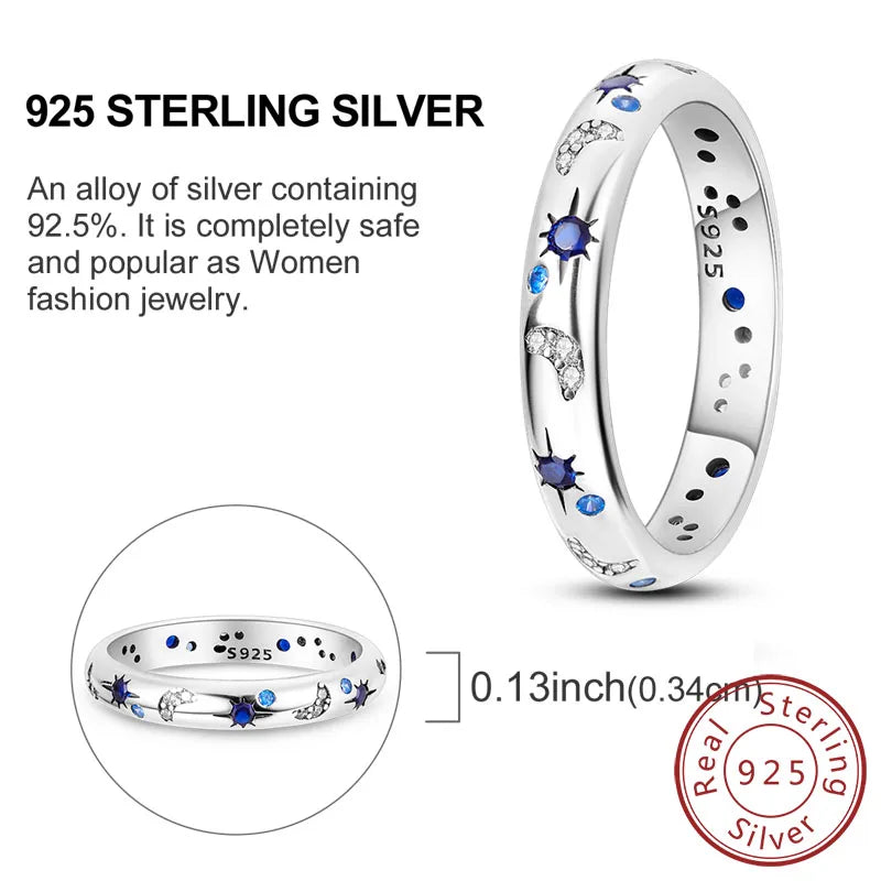 Rings Original 925 Sterling Silver Rings Bow Heart Sun Moon Star Zircon Rings For Women Jewelry Birthday Anniversary Gifts