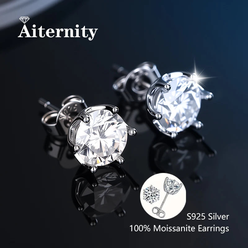 D VVS1 Moissanite Stud Earrings For Women Pass Diamond Tester Pen S925 Platinum plating Moissanita With 2 Certificates