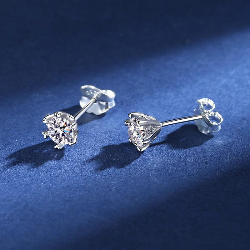 D VVS1 Moissanite Stud Earrings For Women Pass Diamond Tester Pen S925 Platinum plating Moissanita With 2 Certificates