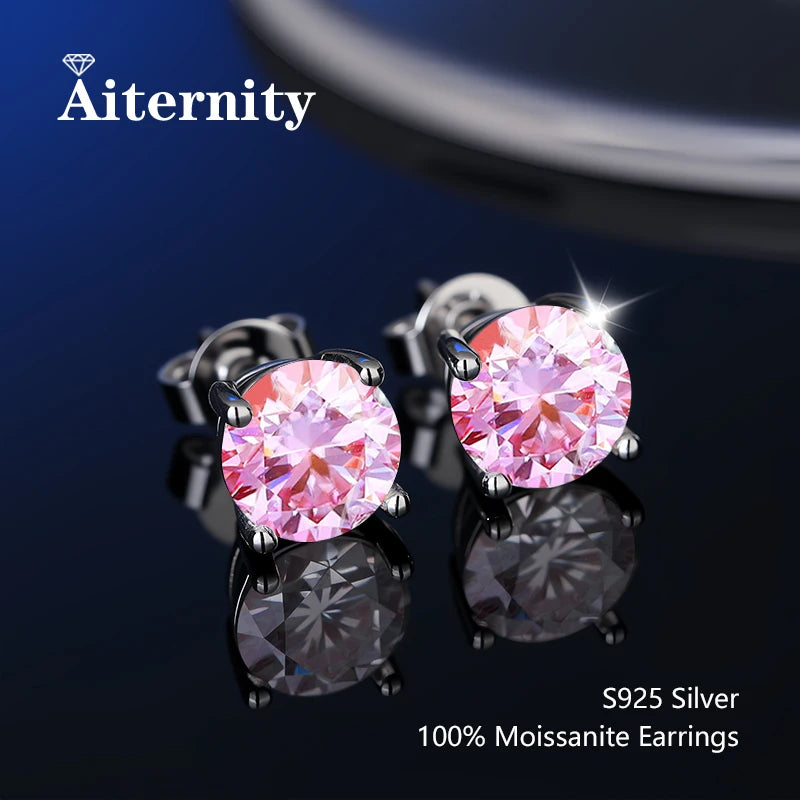 D VVS1 Moissanite Stud Earrings For Women Pass Diamond Tester Pen S925 Platinum plating Moissanita With 2 Certificates