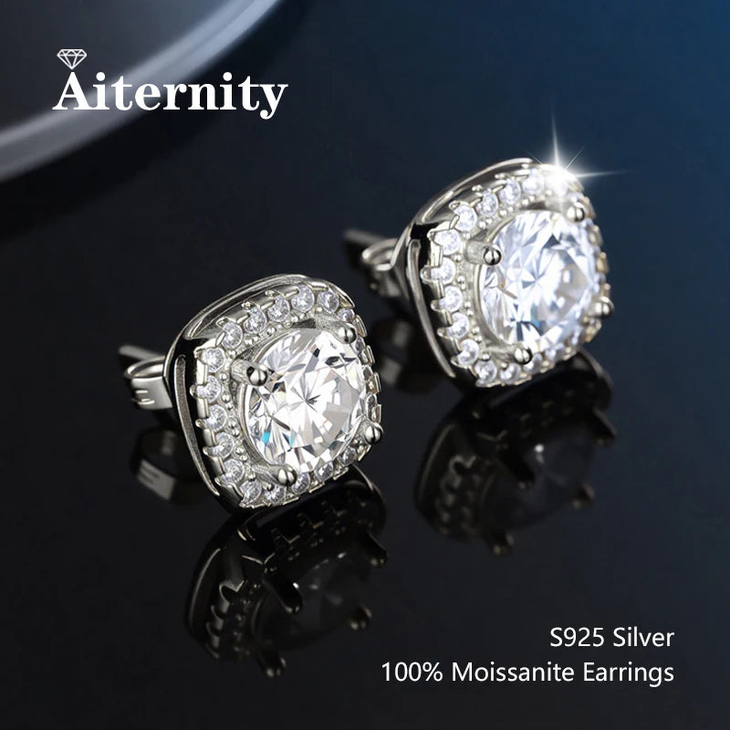 D VVS1 Moissanite Stud Earrings For Women Pass Diamond Tester Pen S925 Platinum plating Moissanita With 2 Certificates