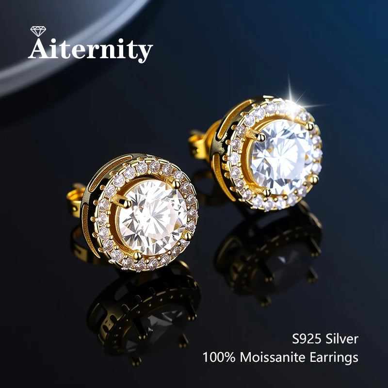 D VVS1 Moissanite Stud Earrings For Women Pass Diamond Tester Pen S925 Platinum plating Moissanita With 2 Certificates