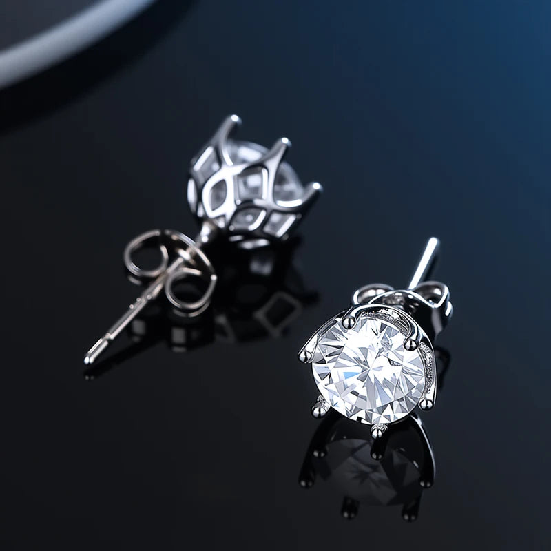 D VVS1 Moissanite Stud Earrings For Women Pass Diamond Tester Pen S925 Platinum plating Moissanita With 2 Certificates