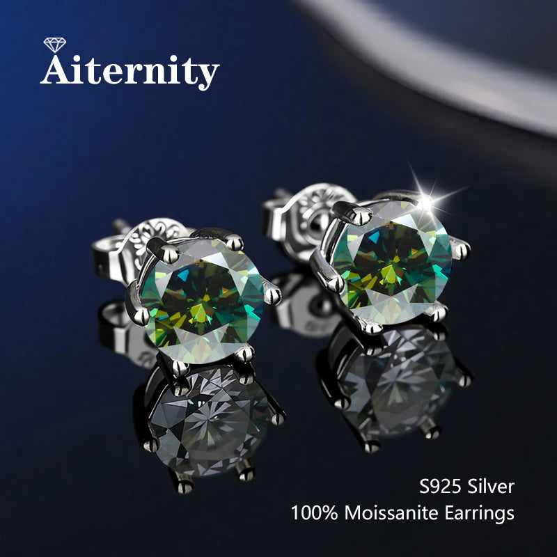 D VVS1 Moissanite Stud Earrings For Women Pass Diamond Tester Pen S925 Platinum plating Moissanita With 2 Certificates