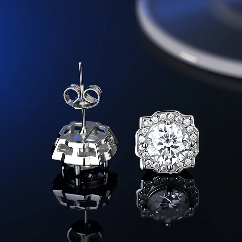 D VVS1 Moissanite Stud Earrings For Women Pass Diamond Tester Pen S925 Platinum plating Moissanita With 2 Certificates
