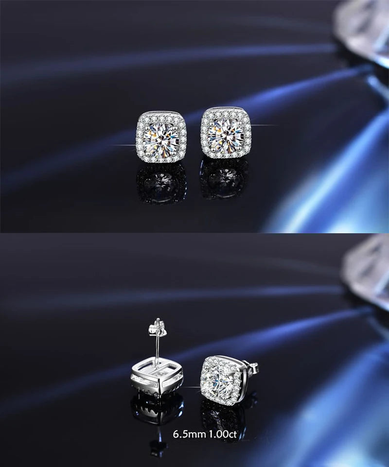 D VVS1 Moissanite Stud Earrings For Women Pass Diamond Tester Pen S925 Platinum plating Moissanita With 2 Certificates