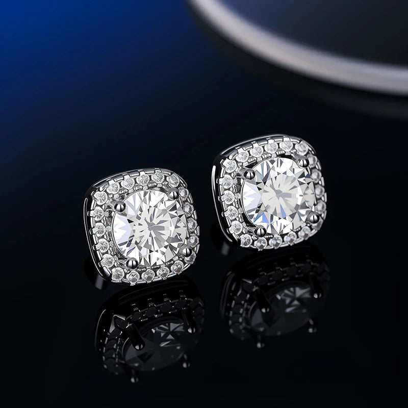 D VVS1 Moissanite Stud Earrings For Women Pass Diamond Tester Pen S925 Platinum plating Moissanita With 2 Certificates