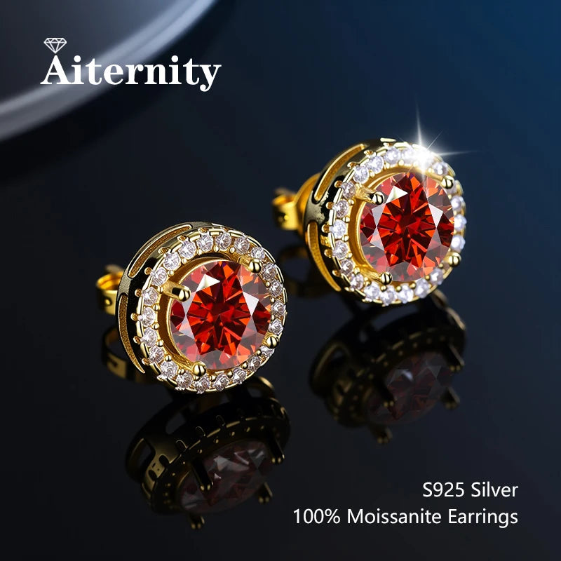 D VVS1 Moissanite Stud Earrings For Women Pass Diamond Tester Pen S925 Platinum plating Moissanita With 2 Certificates
