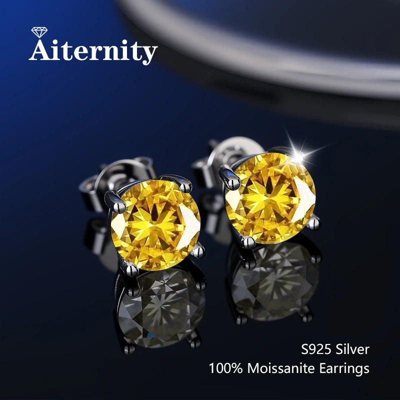 D VVS1 Moissanite Stud Earrings For Women Pass Diamond Tester Pen S925 Platinum plating Moissanita With 2 Certificates