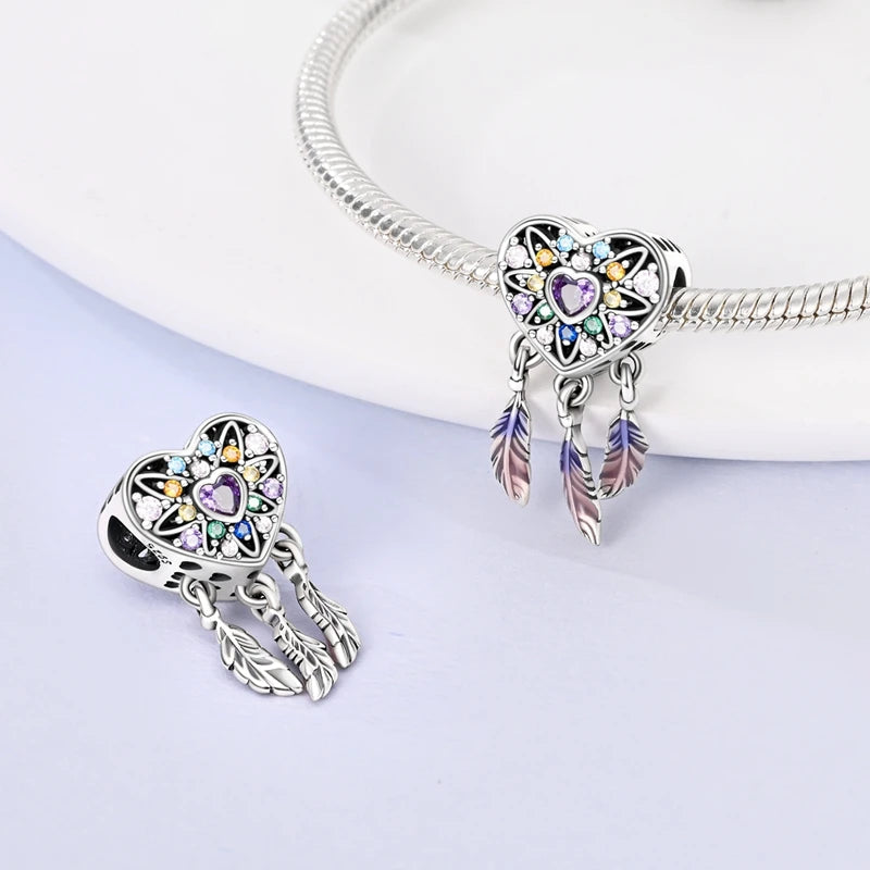 Pink Charms Original 925 Sterling Silver Heart Bow Perfume Bottle Charms Beads Pendants Fit Bracelet DIY Women Jewelry Making